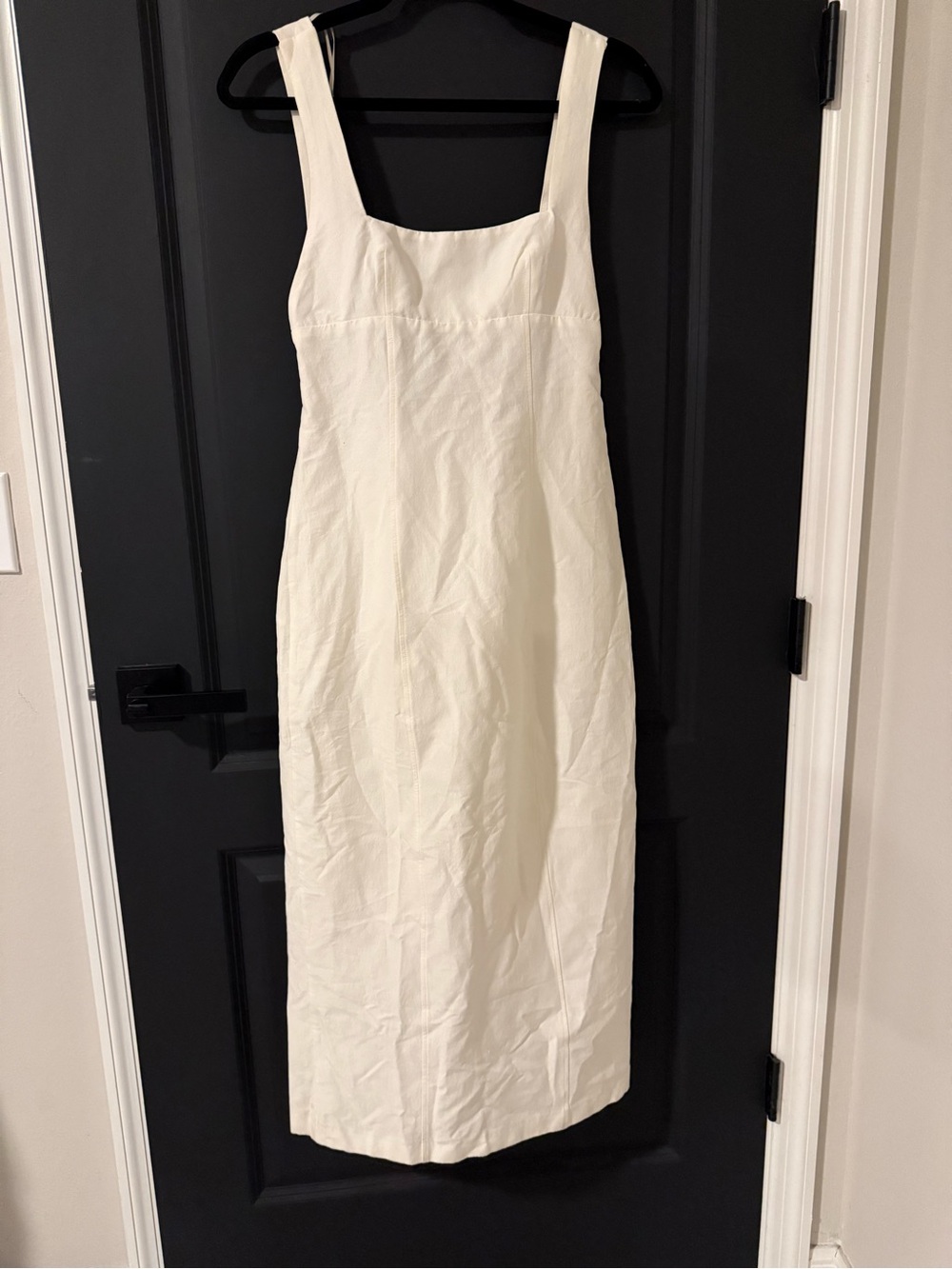 Zara Ivory Square-Neck Midi Dress